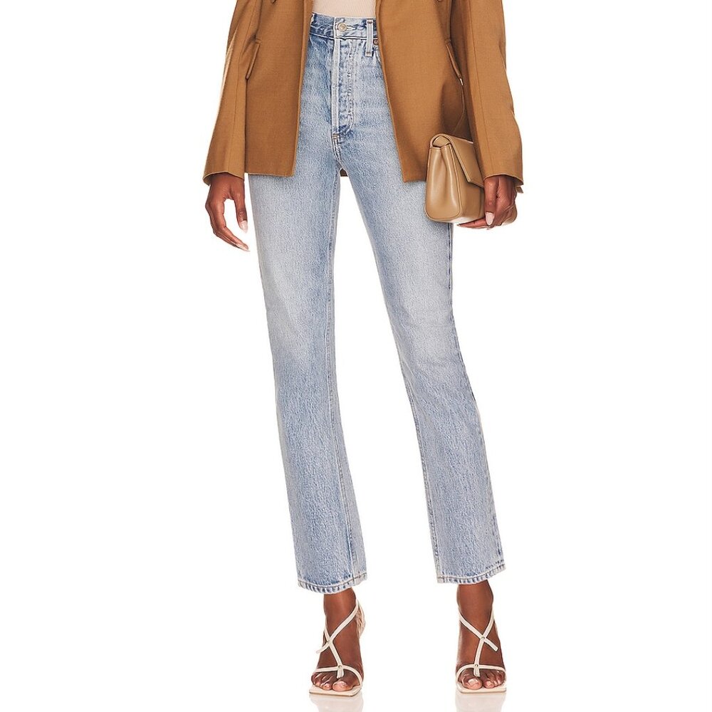 $188 AGOLDE Riley High Rise Straight Crop Jeans in Renewal Size 25